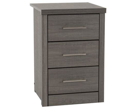 Lisbon 3 Drawer Bedside Chest - Black Wood Grain