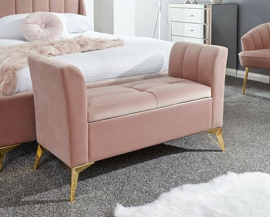 Pettine ottoman storage bench blush pink