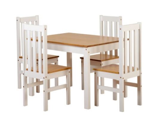 Ludlow 1+4 Dining Set - White/Oak Lacquer