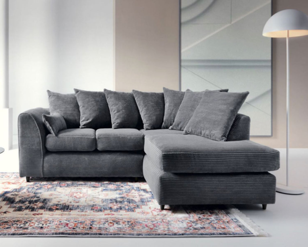 Jumbo Cord Right Hand Facing Corner Sofa-Grey