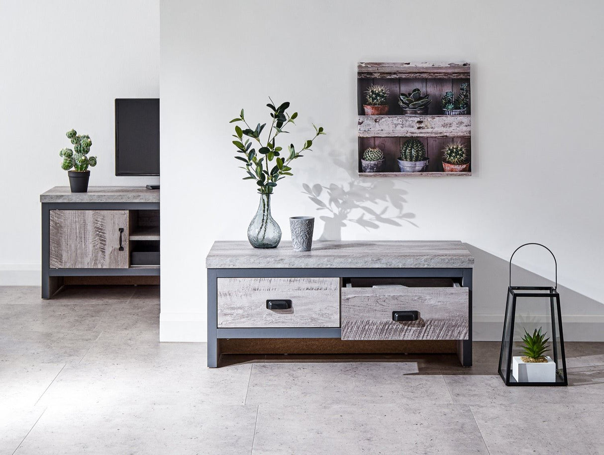 Boston 2 drawer coffee table grey