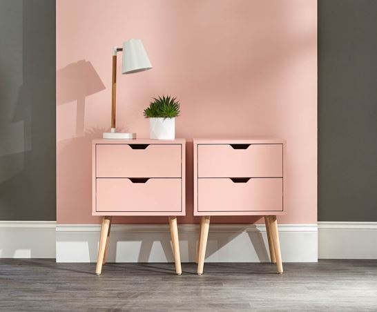 Nyborg Single 2 Drawer Bedside Coral Pink