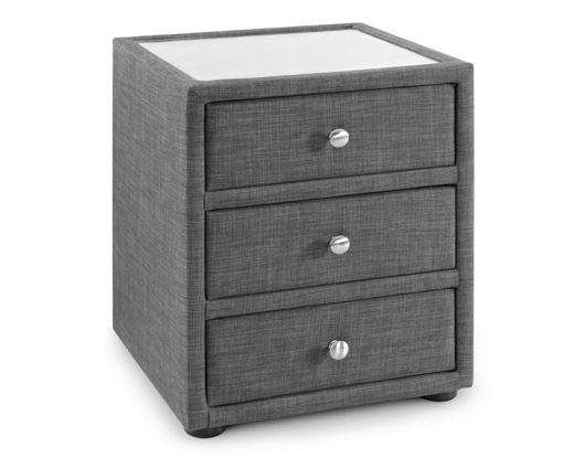 SORRENTO 3 DRAWER BEDSIDE SLATE LINEN