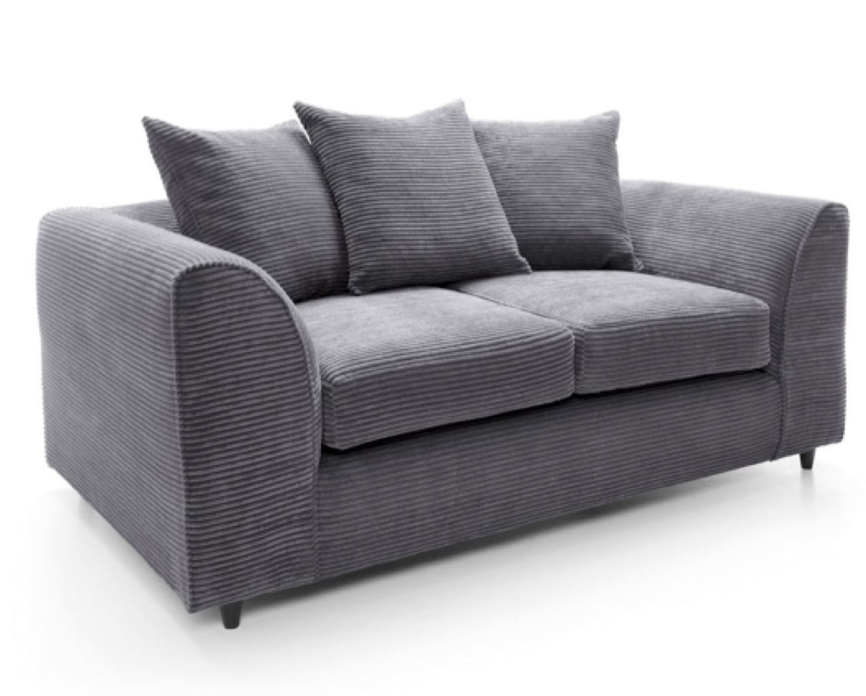 Jumbo Cord 2 Seater Sofa-Grey