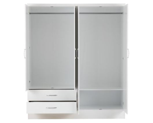 Nevada 4 Door 2 Drawer Mirrored Wardrobe - White Gloss