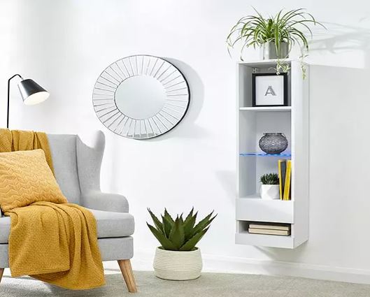 Galicia tall shelf unit with led white