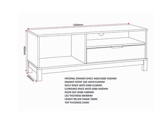 CORONA RATTAN 1 DOOR 1 DRAWER TV UNIT - DISTRESSED WAX PINE/RATTAN EFFECT