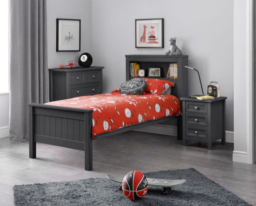 MAINE BOOKCASE BED 90CM - ANTHRACITE