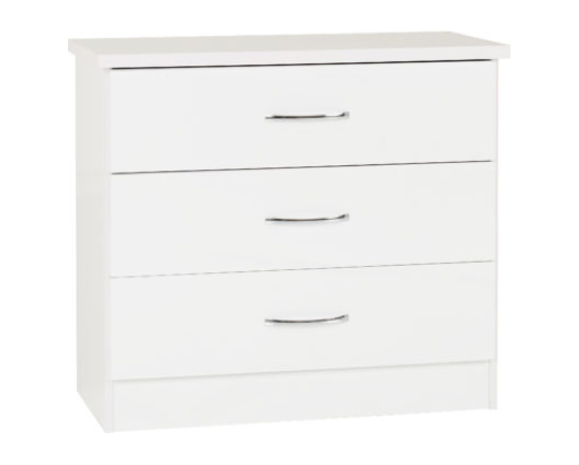 Nevada 3 Drawer Chest - White Gloss