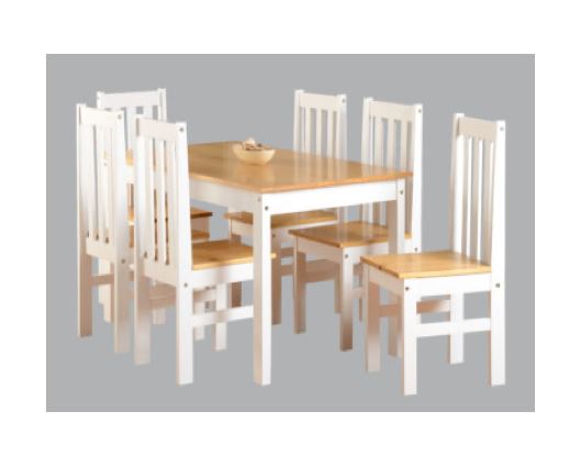 Ludlow 1+6 Dining Set - White/Oak Lacquer