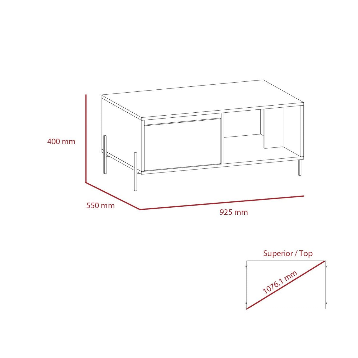 Dallas Coffee Table with 2 Doors