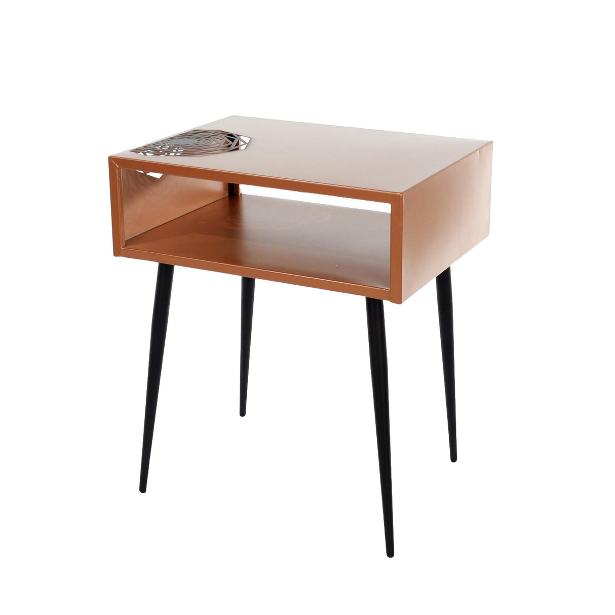 Galaxy metal bedside table, copper with black legs