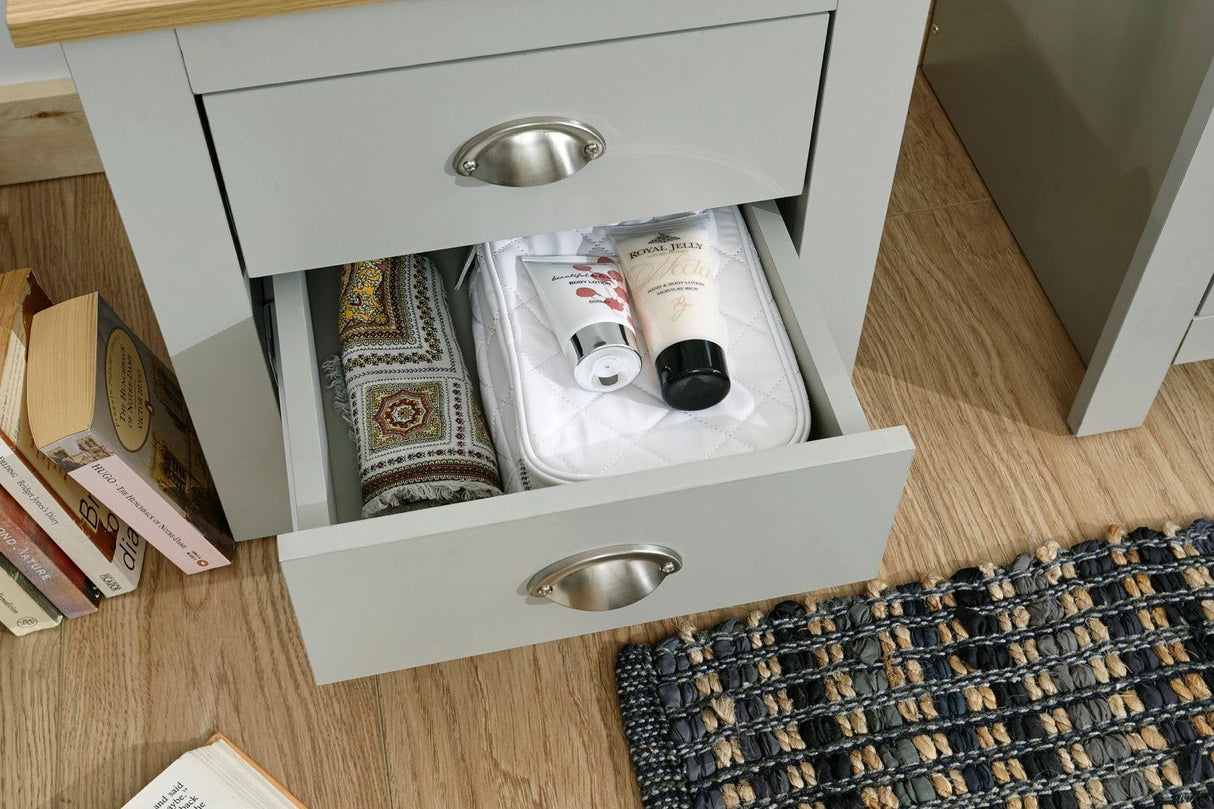 Lancaster 2 drawer bedside grey