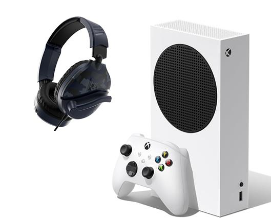 Xbox Series S 1TB Digital Console White with Turtle Beach Recon 70 Blue Camo Headset