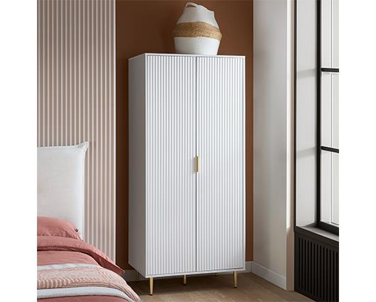 Zara 2 Door Fluted Wardrobe - White