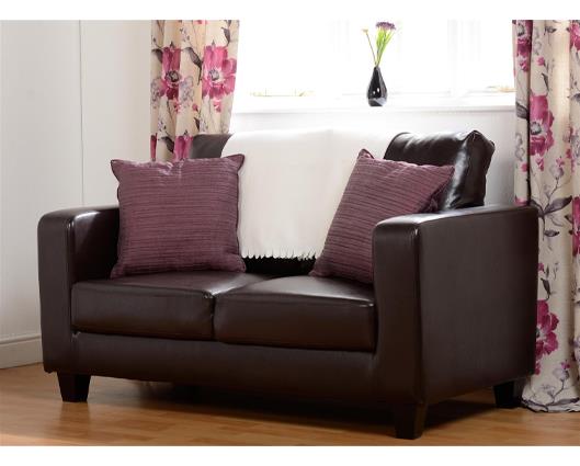 Tempo Two Seater Sofa-in-a-Box - Brown Faux Leather
