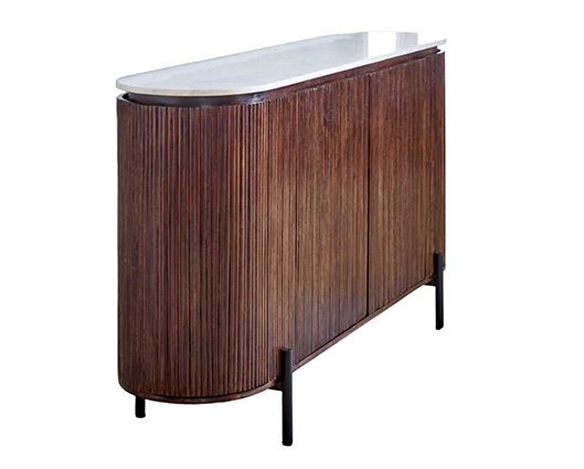 Opal Mango Wood Sideboard With Marble Top & Metal Legs