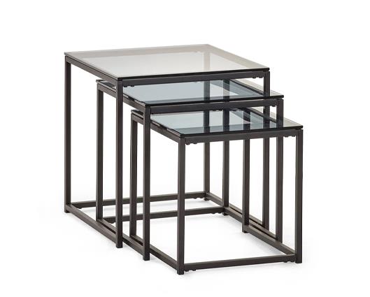 CHICAGO NEST OF 3 TABLES SMOKED GLASS