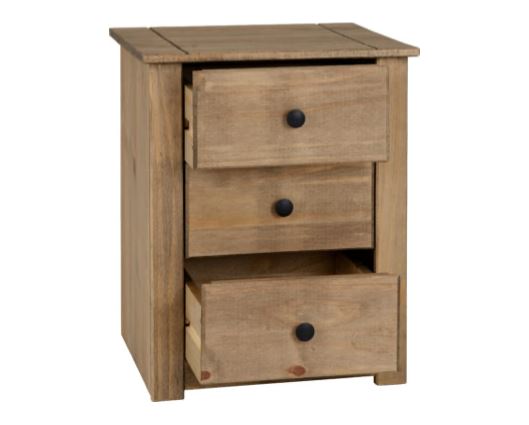 Panama 3 Drawer Bedside Chest - Natural Wax