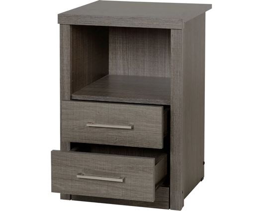 Lisbon 2 Drawer 1 Shelf Bedside Cabinet - Black Wood Grain