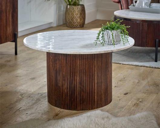 Opal Mango Wood Coffee Table With Marble Top