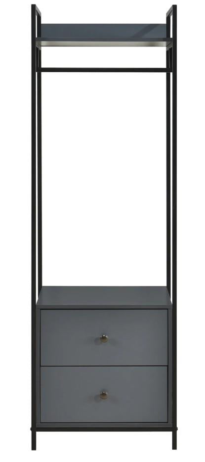 Alva Open Wardrobe 2 Drawers - Dark Grey