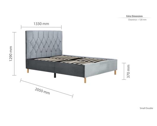 Loxley Small Double Bed - Grey