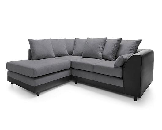 Dylan Left Hand Facing Corner Sofa-Black & Charcoal