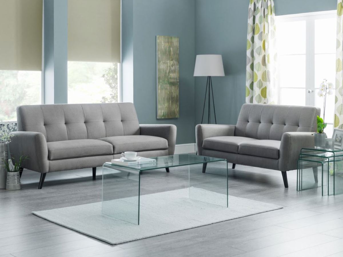 MONZA 2 SEATER COMPACT RETRO SOFA - GREY
