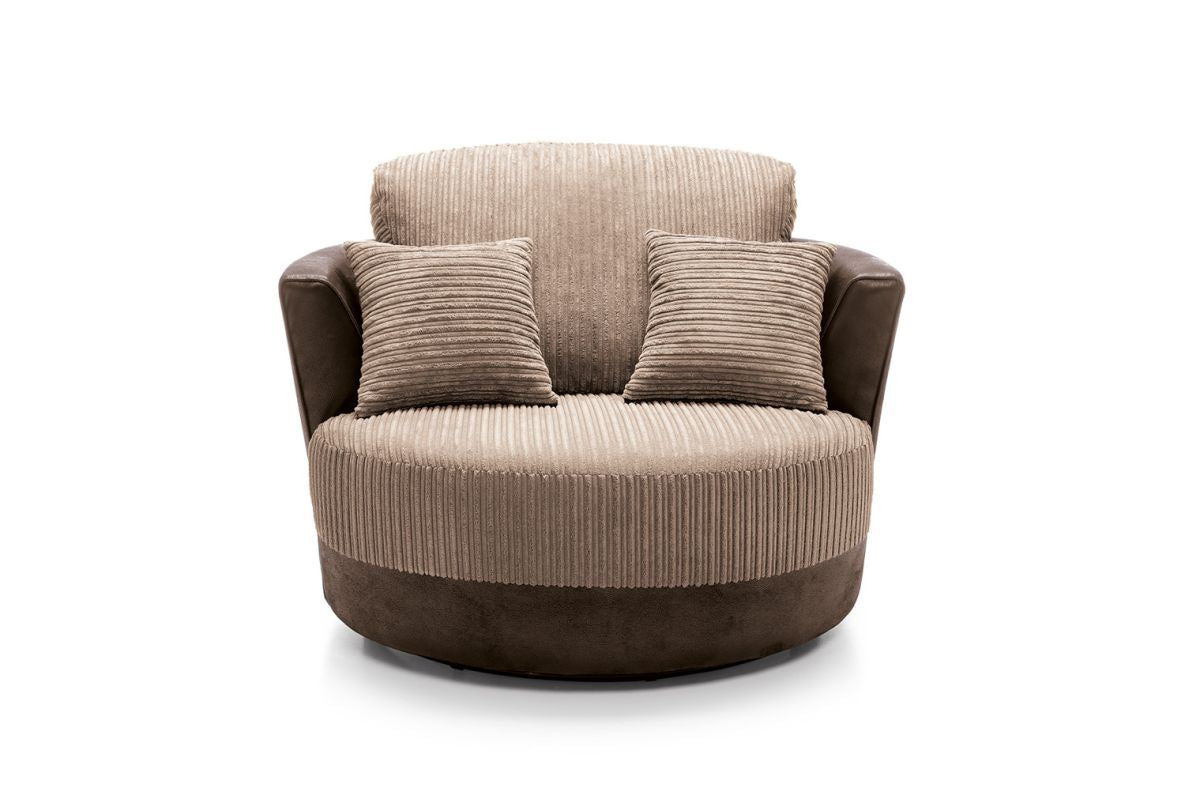 Dino Swivel Chair- Brown & Beige