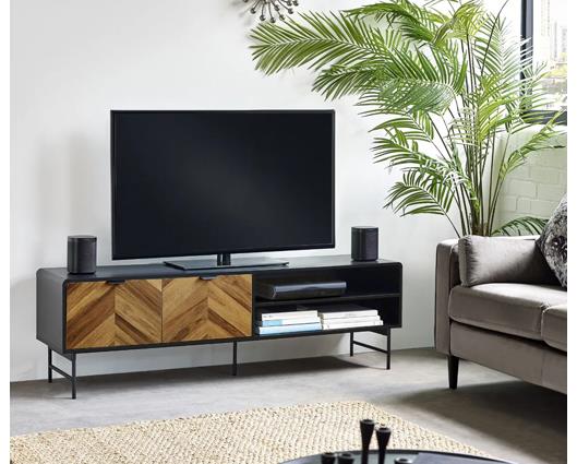 Alvin TV Unit - Black ans Natural Brown Wood