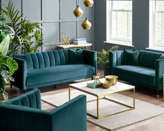 SALMA SCALLOPED BACK 2 SEATER - TEAL