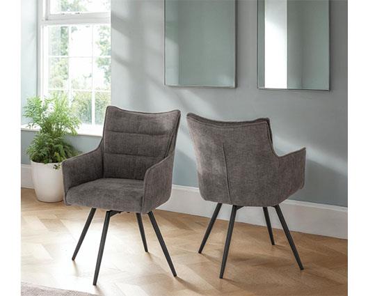 LEWIS CARVER SWIVEL DINING CHAIR (X2 PER BOX) - GREY FABRIC