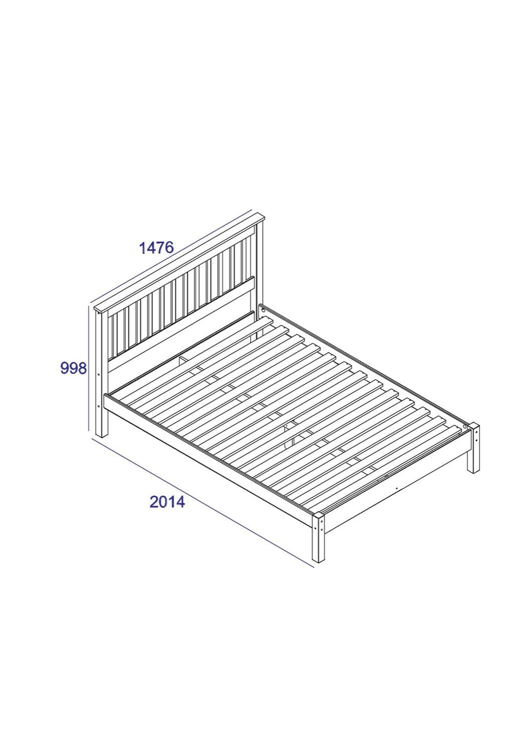 Corona Double Slatted LFE Bed - Grey