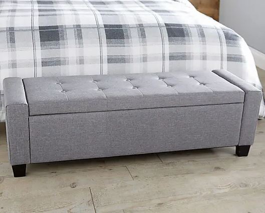 Verona ottoman bench grey fabric