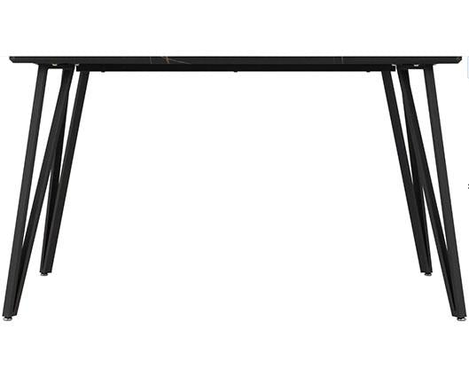 MARLOW & ATHENS DINING SET (X4 CHAIRS) - BLACK MARBLE/GREY FAUX LEATHER
