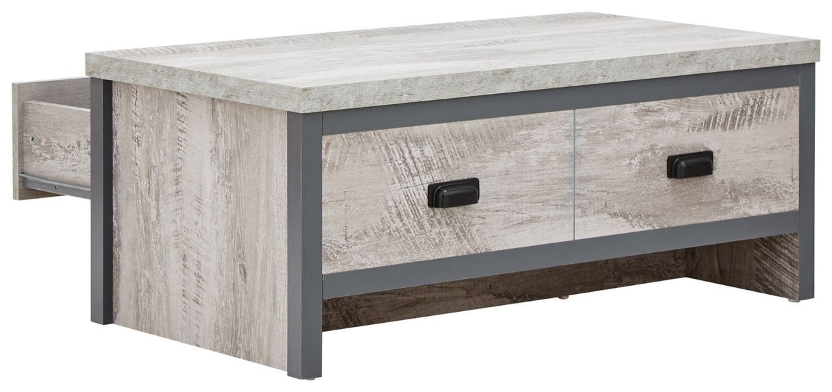 Boston 2 drawer coffee table grey