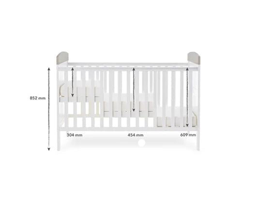 Grace Inspire Cot Bed + Fibre Mattress - Me & Mini Me Elephants Grey