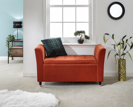 Genoa window seat russet fabric