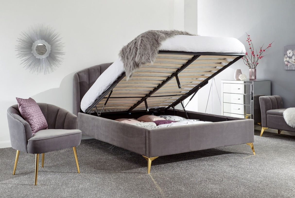 Pettine End Lift Ottoman King Bed - Grey