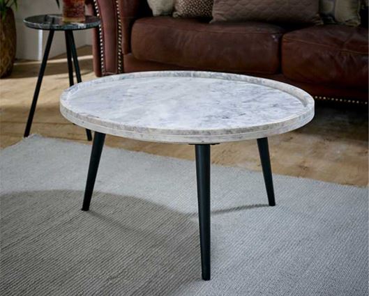 Opal Coffee Table With Marble Top And Metal Legs