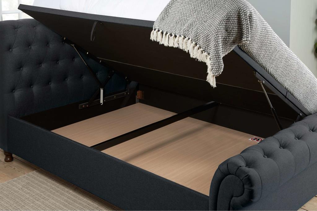 Castello Double Side Ottoman Bed - Charcoal