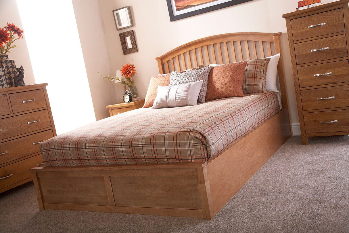 Madrid Wooden Ottoman King Bed - Oak