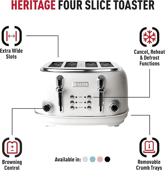 Haden Heritage Ivory 4 Slice Toaster