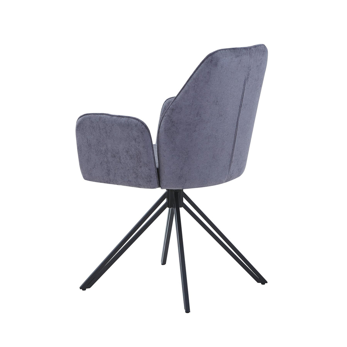 Aspen swivel dining armchairs, grey fabric with black metal legs (pair)