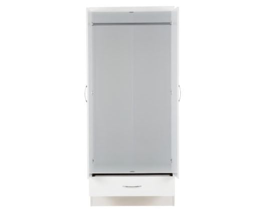 Nevada 2 Door 1 Drawer Wardrobe - White Gloss
