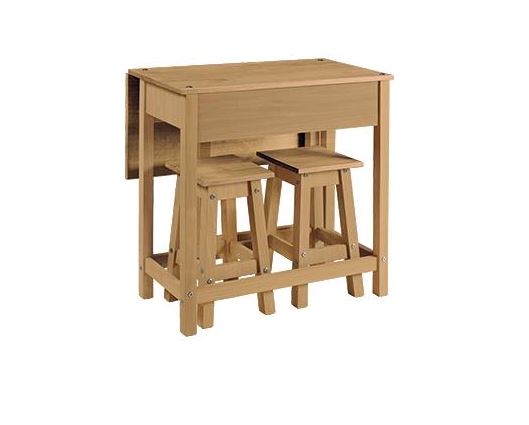 Corona Premium Breakfast Drop Leaf Table & 2 Stools Set