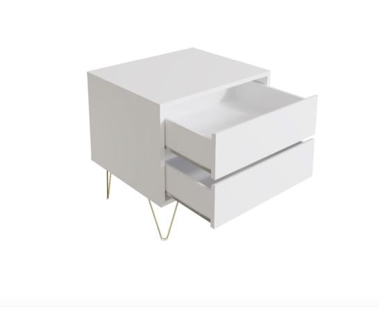 Monaco 2 Drawer Bedside in White