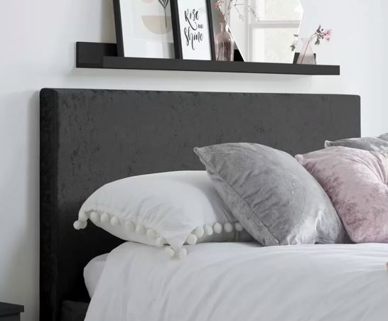 Berlin Small Double Bed - Black Crushed Velvet
