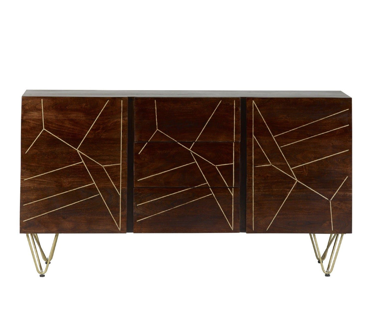 Dark Gold Extra Large Sideboard 3 Drawers and 2 Doors